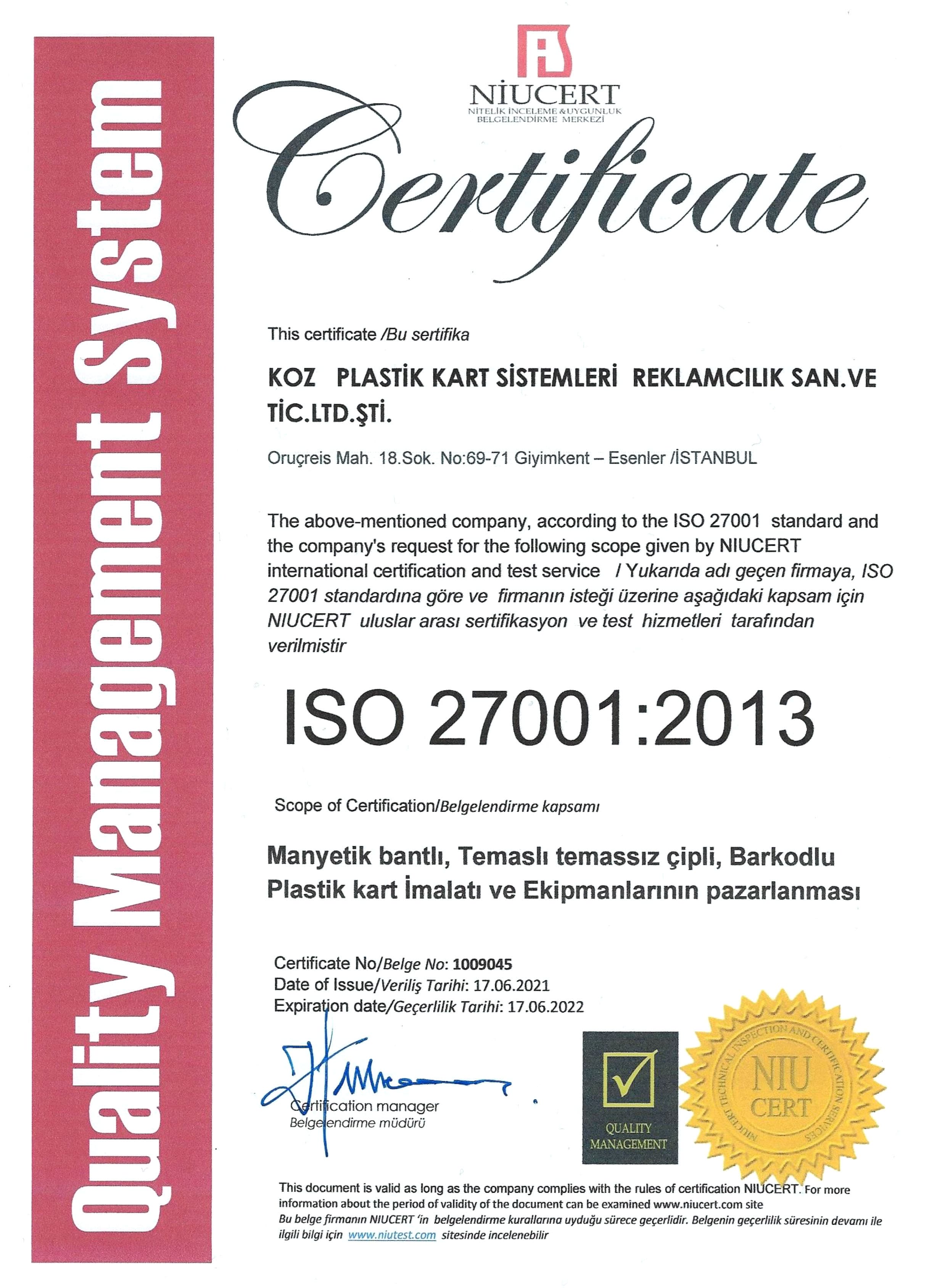 ISO 27001:2013 - Information Security Management System